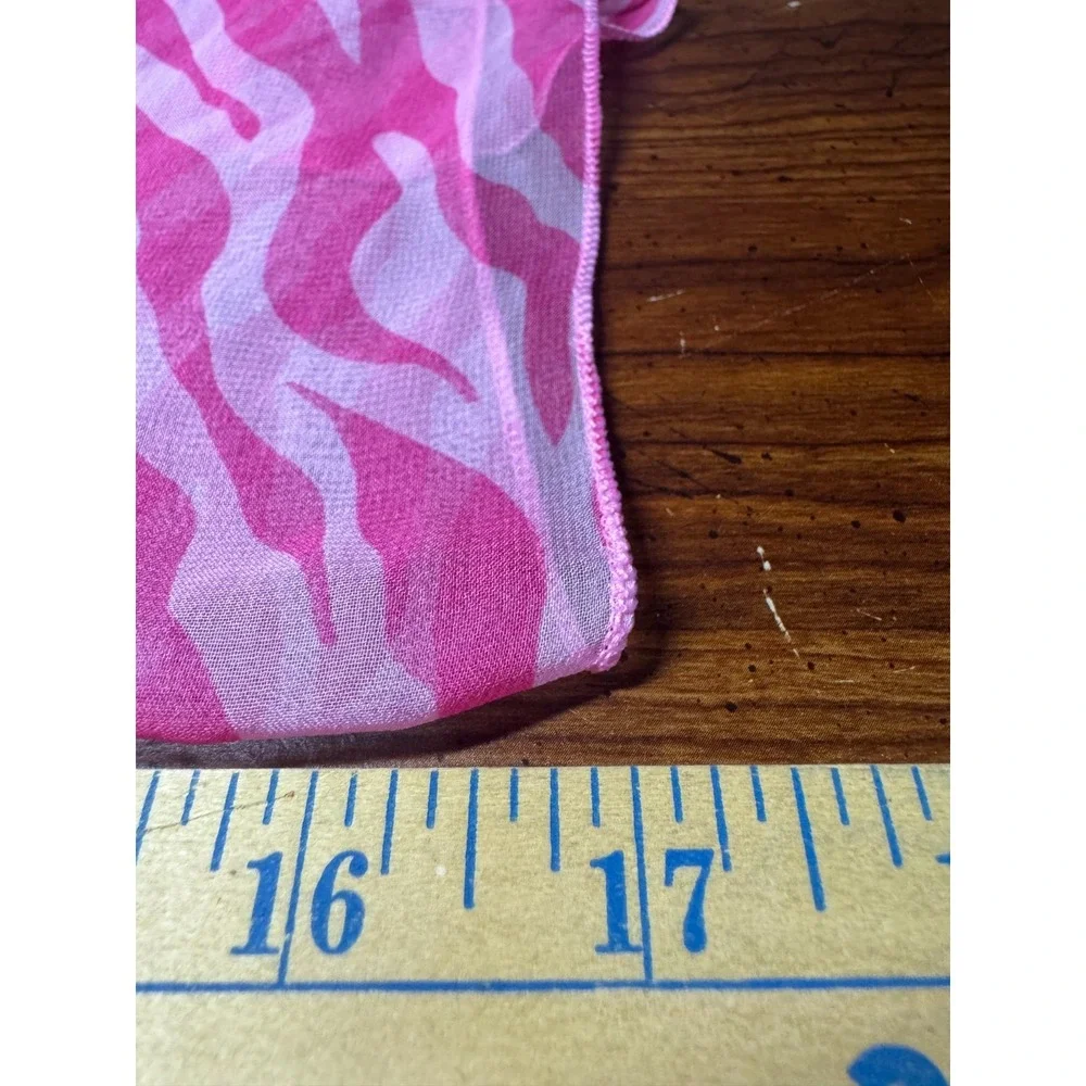 Pink Zebra Stripe Silk Blend Asymmetrical Skinny Scarf Coquette Y2K Indie Sleaze